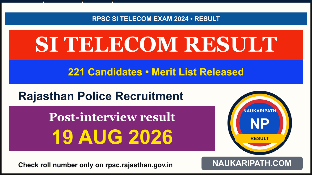 RPSC SI Telecom Final Result 2026 — NaukariPath thumbnail