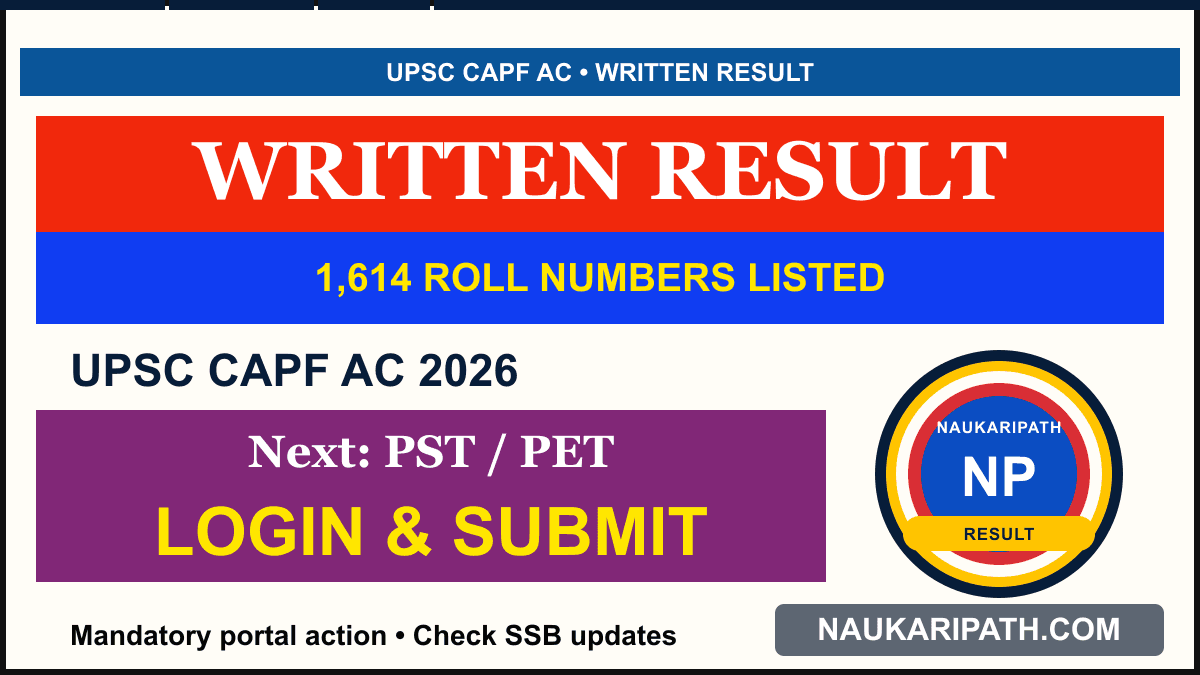 UPSC CAPF AC Written Result 2026 — NaukariPath thumbnail