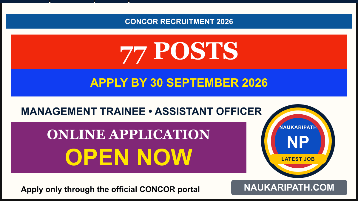 CONCOR Management Trainee, Assistant Officer Recruitment 2026 — NaukariPath thumbnail
