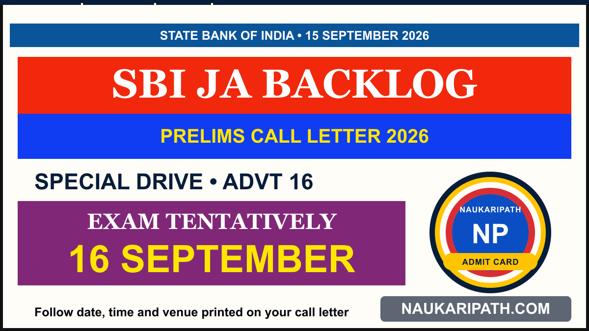 SBI Junior Associate Backlog Prelims Call Letter 2026 — NaukariPath thumbnail