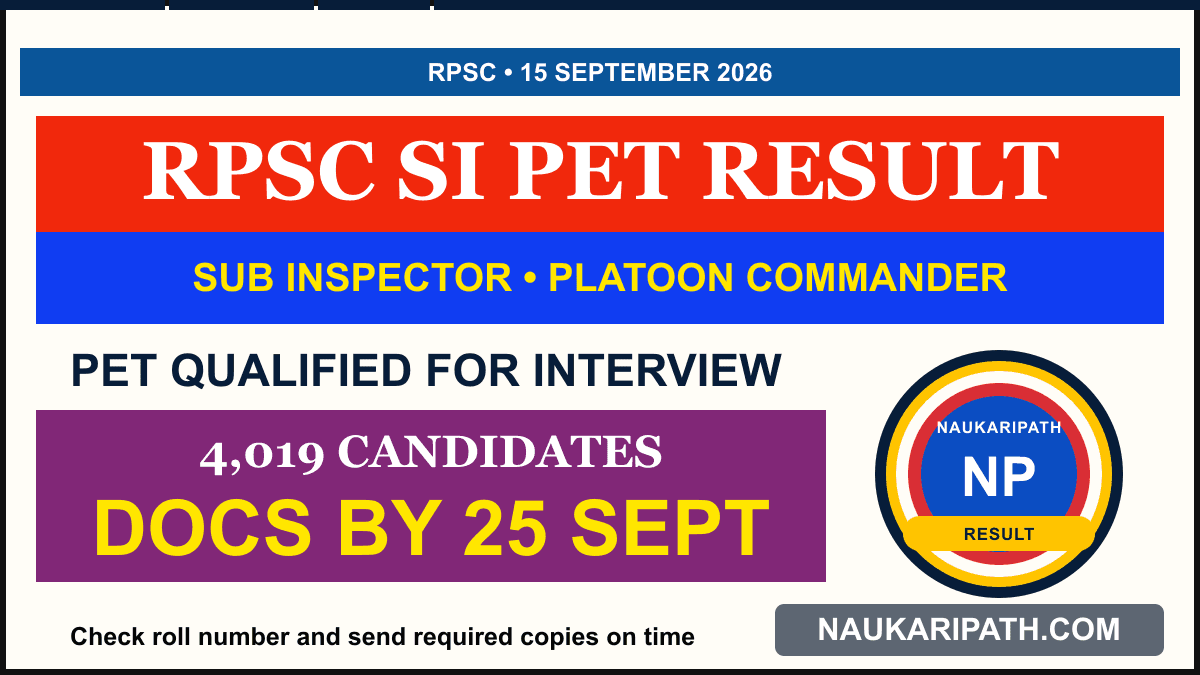RPSC SI Physical Result 2026 and Interview Shortlist — NaukariPath thumbnail