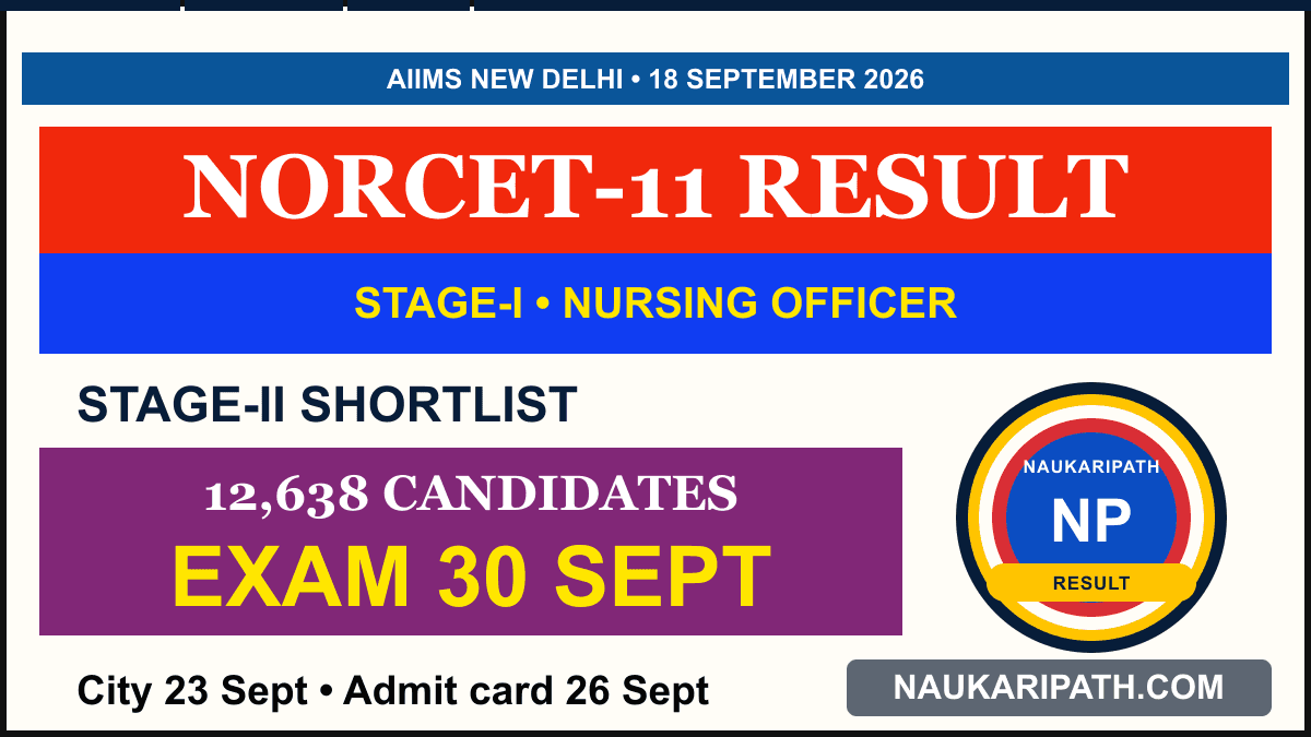AIIMS NORCET-11 Stage-I Result 2026 and Stage-II — NaukariPath thumbnail