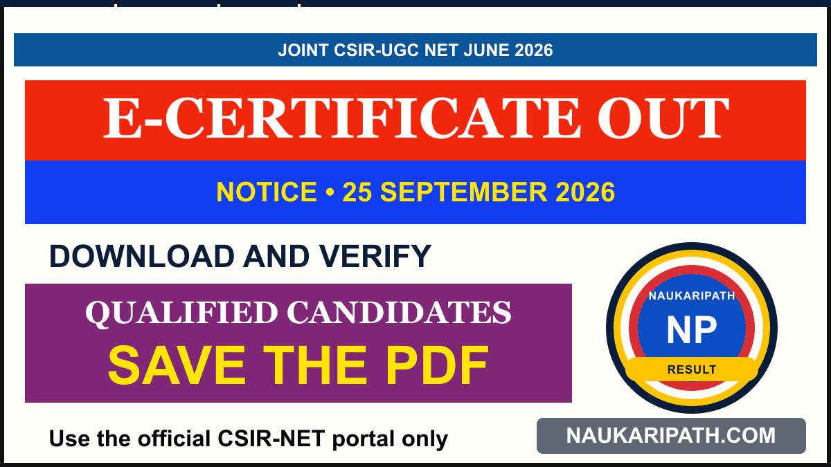 Joint CSIR-UGC NET June 2026 E-Certificate — NaukariPath thumbnail