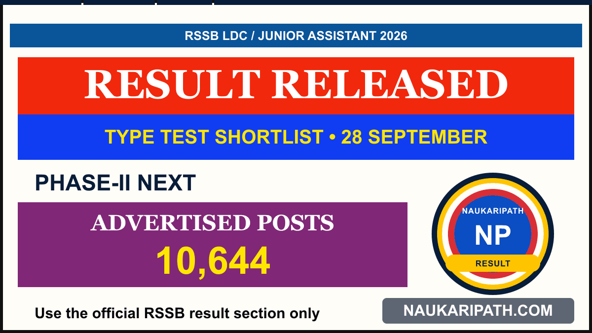 RSSB LDC/Junior Assistant Result 2026 — NaukariPath thumbnail